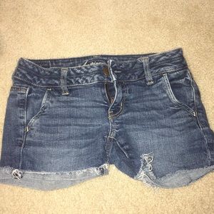 dark wash jean shorts